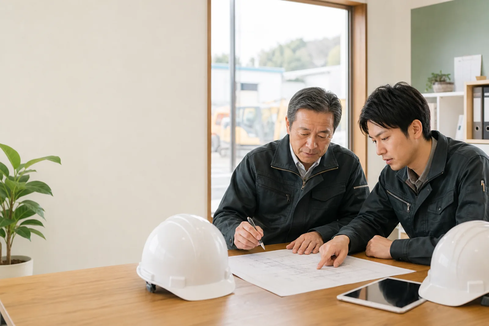 建設業の事業承継について打合せをする様子
